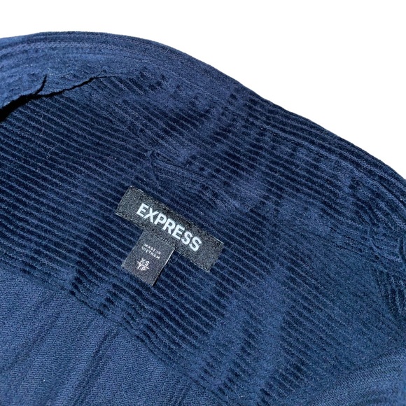 Express Navy Corduroy Button Down - Picture 3 of 3